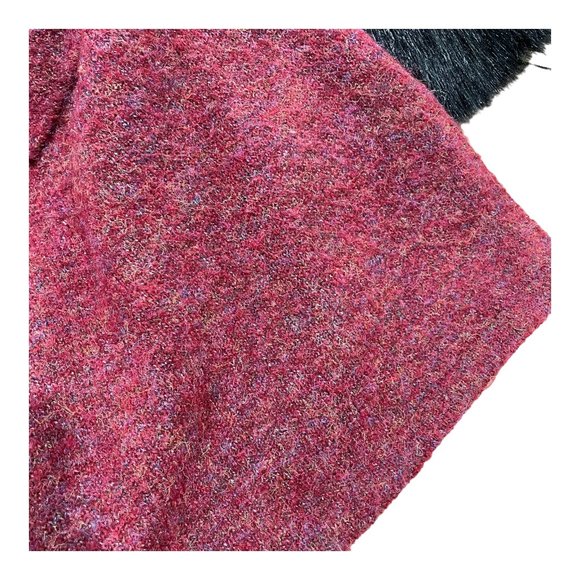 P Luca Red Open Concept Hoodie Faux Fur Long Cardigan Sweater Size L - Picture 4 of 6